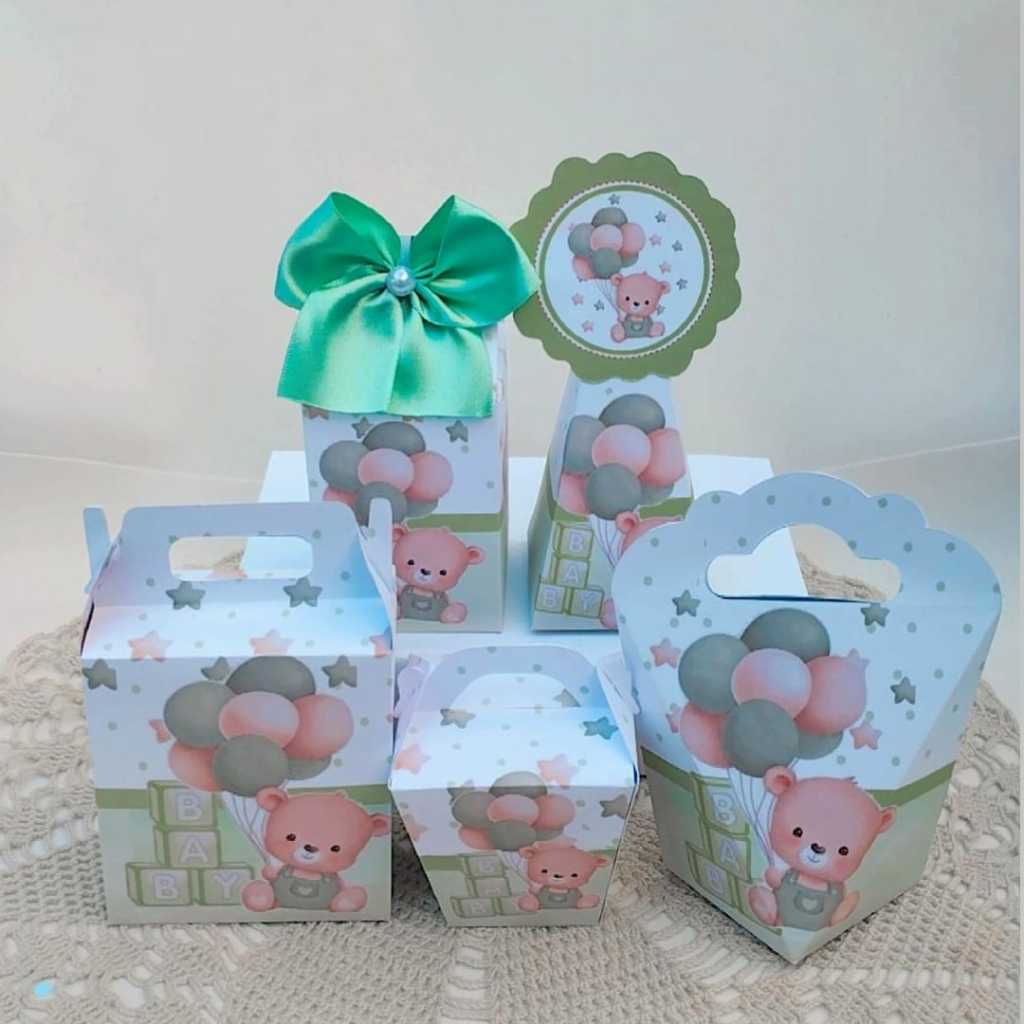 KIT FESTA PRONTA ENTREGA cha revelaçao verde Personalizado pegue e Monte Lembrancinhas - Caixinha Personalizadas