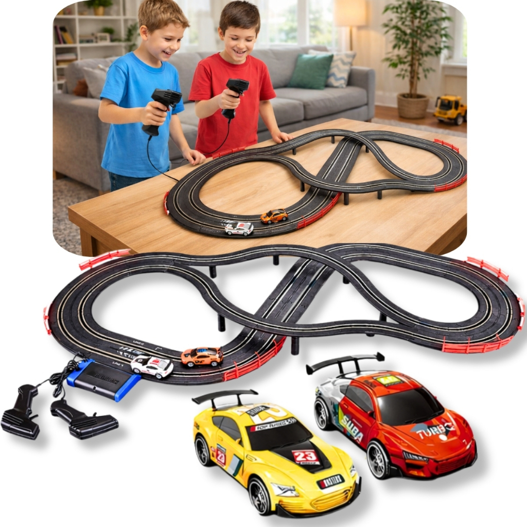 Pista de Corrida Infantil 440cm com 2 Carrinhos Autorama BW420 Diversao e Velocidade