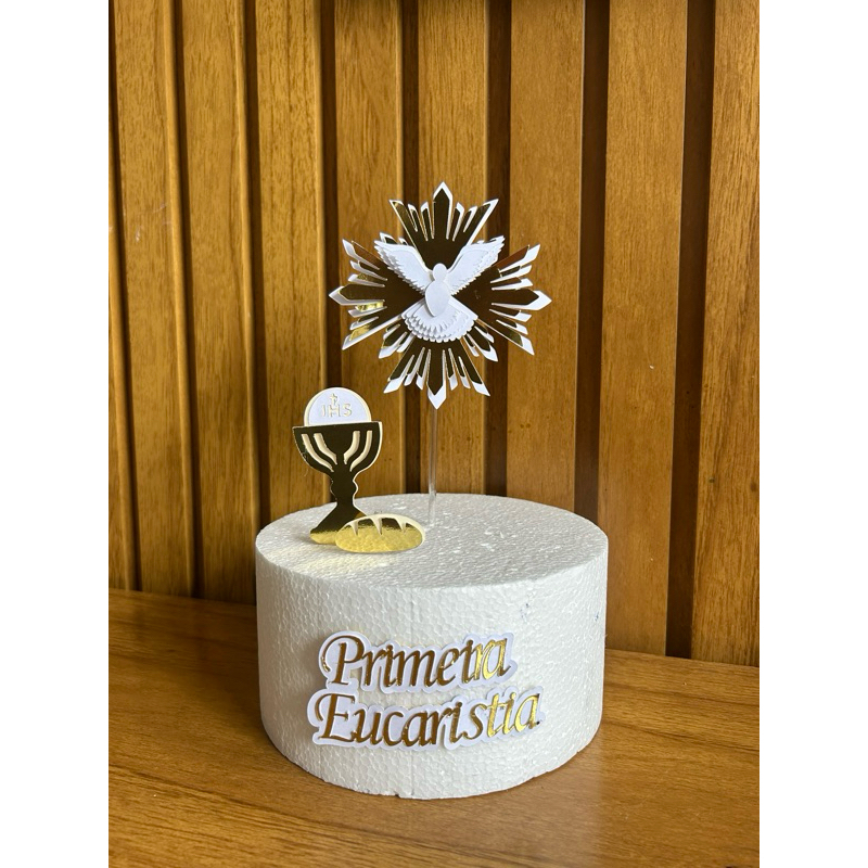 Topper/Topo de Bolo Primeira Eucaristia/ Comunhão / Espírito Santo 3d - ENVIO RÁPIDO