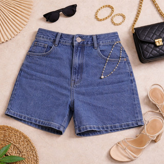Bermuda Jeans Feminina Cintura Alta Lavagens Diferentes Moda Casual Conforto Modelo Bermuda Fashion