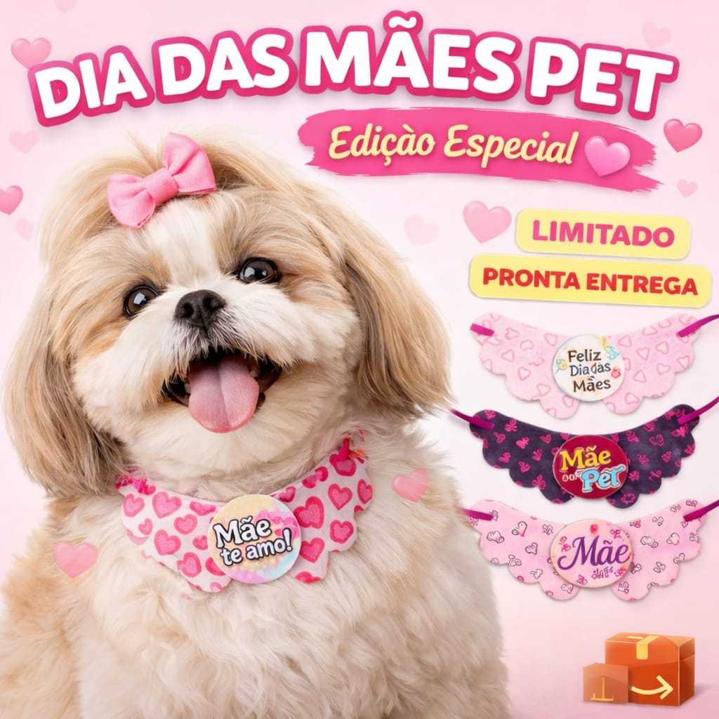 Kit DIA DAS MÃES PET Laços Pet Gargantilha Pet Colar Bandana Gravatinhas Cachorros Gatos Pet Shop