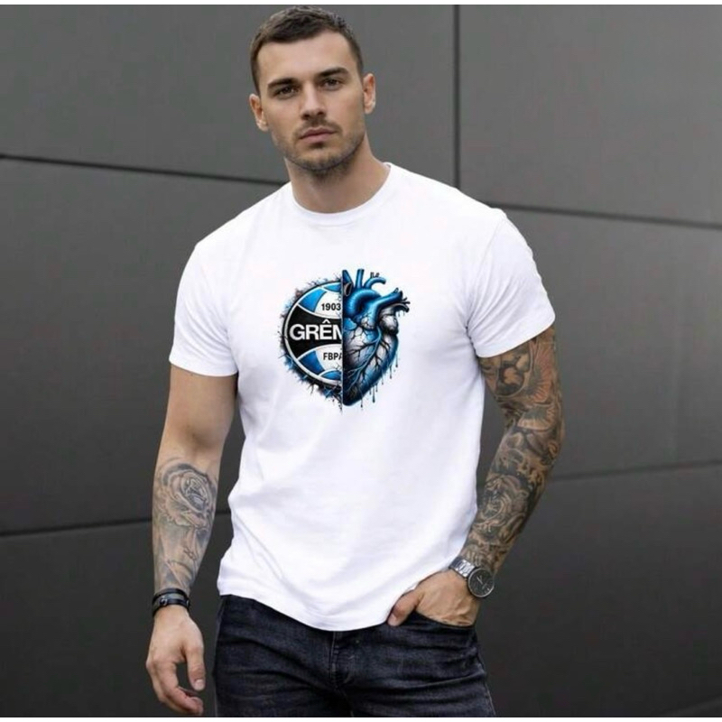 Camiseta Camisa Coração Grêmio Futebol Torcedor 100% algodão Lançamento