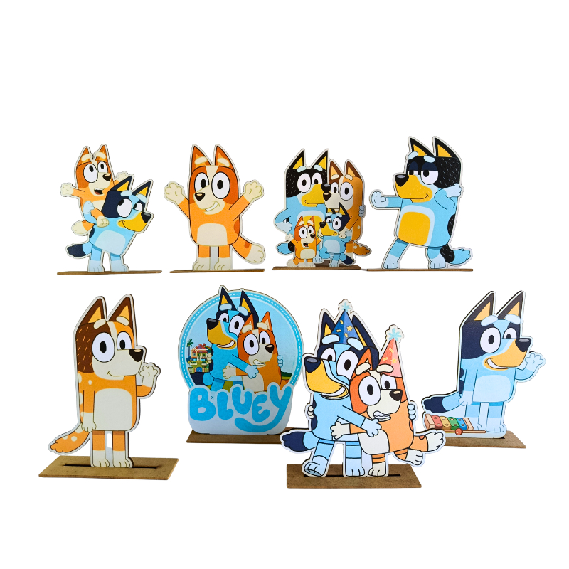 Display de Mesa Kit 8 Peças Festa Bluey MDF em Oferta na Shopee