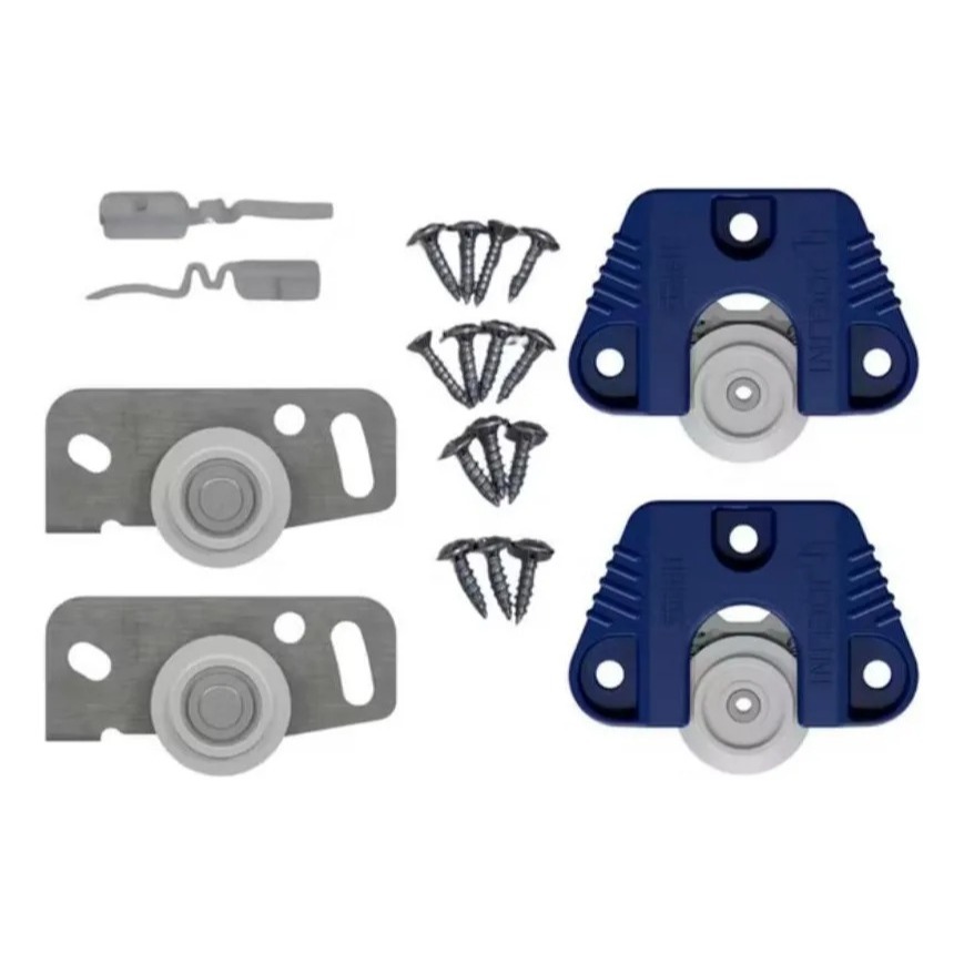 Kit Para Porta De Correr Sobrepor JP25 Joelini Linha 25 Roldana Central Com Parafusos