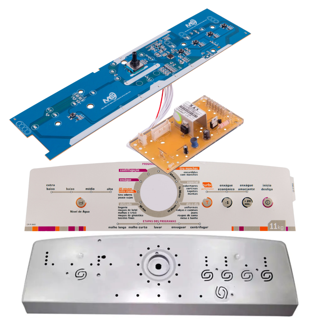 Placa Console E Adesivo Maquina de Lavar Roupas Brastemp Ative 11kg Bwl11a Bivolt