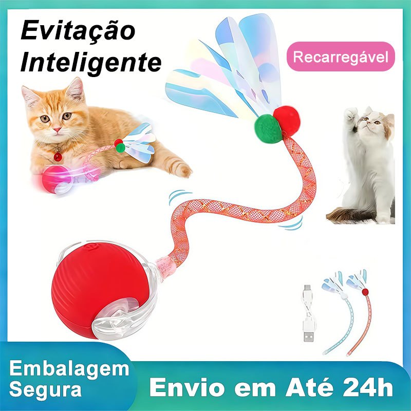 Brinquedo Inteligente para Gatos Bola Rolamento Automática Cauda Falsa Elétrica Recarregável