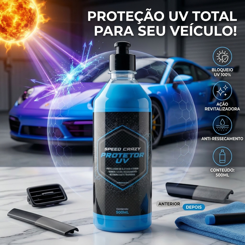 Revitalizador de Plásticos Interno Protetor UV 500ml Não Deixa Melecado Nem Grudento Speed Crazy