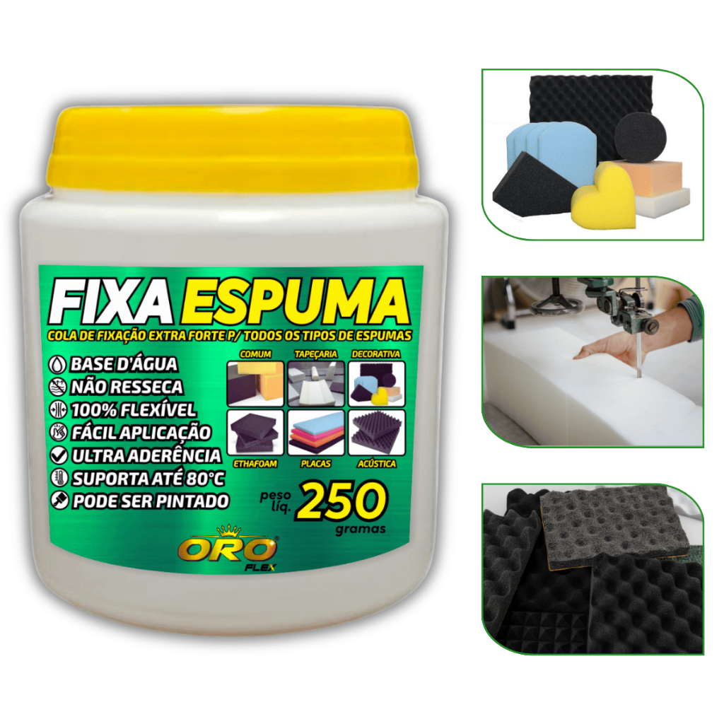 Colinha sem cheiro para fixar ESPUMA ethafoam, acústica extra forte e base d´água OROFLEX 250G CORES