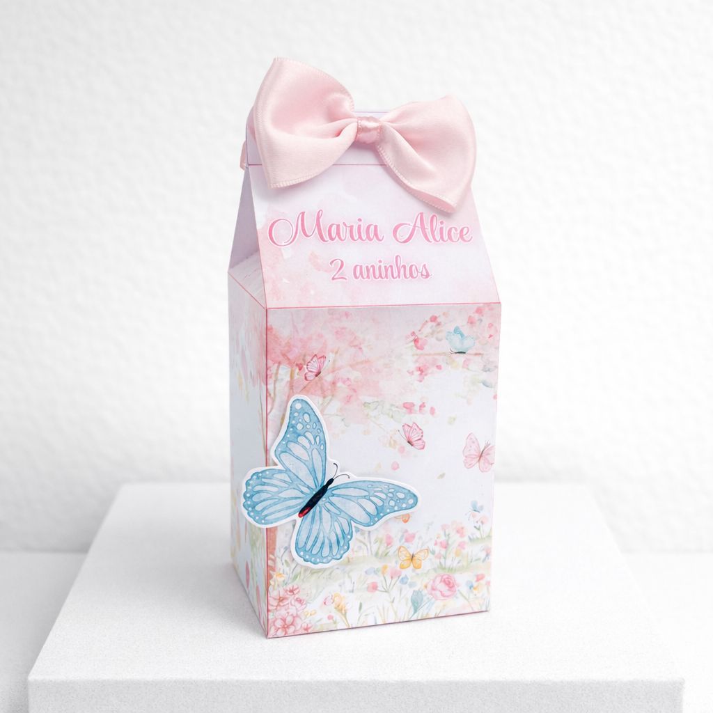 Kit com 5, 10 e 15 unid. Caixinha Milk personalizada Jardim Encantado/ Jardim das Borboletas - Vários outros temas