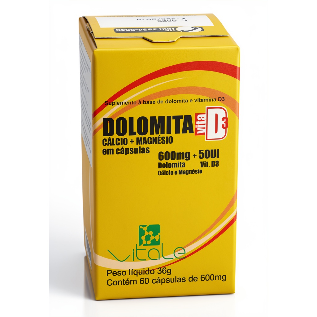 Dolomita Vita D3 60 Capsulas (Cálcio, Magnésio e Vit. D3)-Vitale