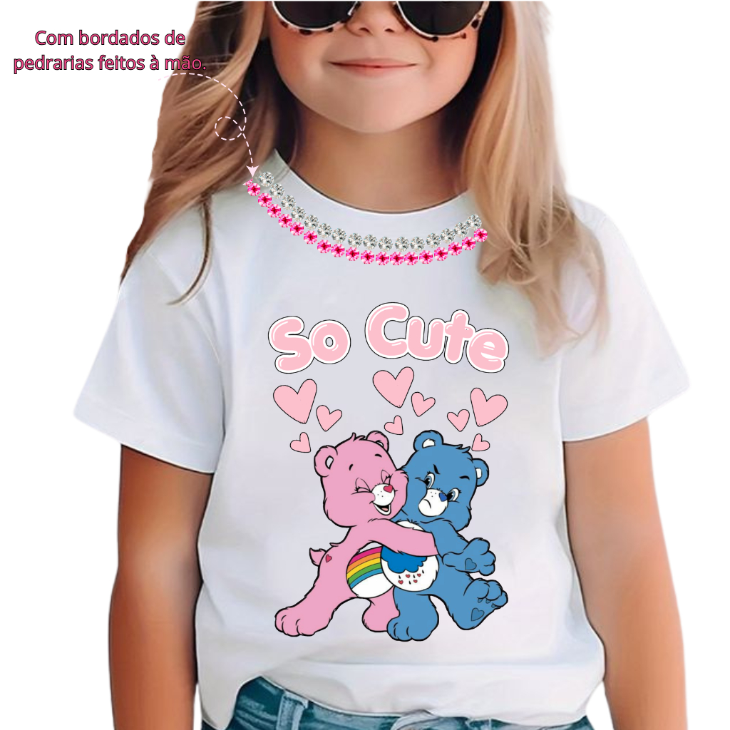 CAMISETA CAMISA BLUSA ESTAMPADA DESENHO ANIMADO  URSINHO CARINHOSO TENDENCIA UNISEX INFANTIL JUVENIL