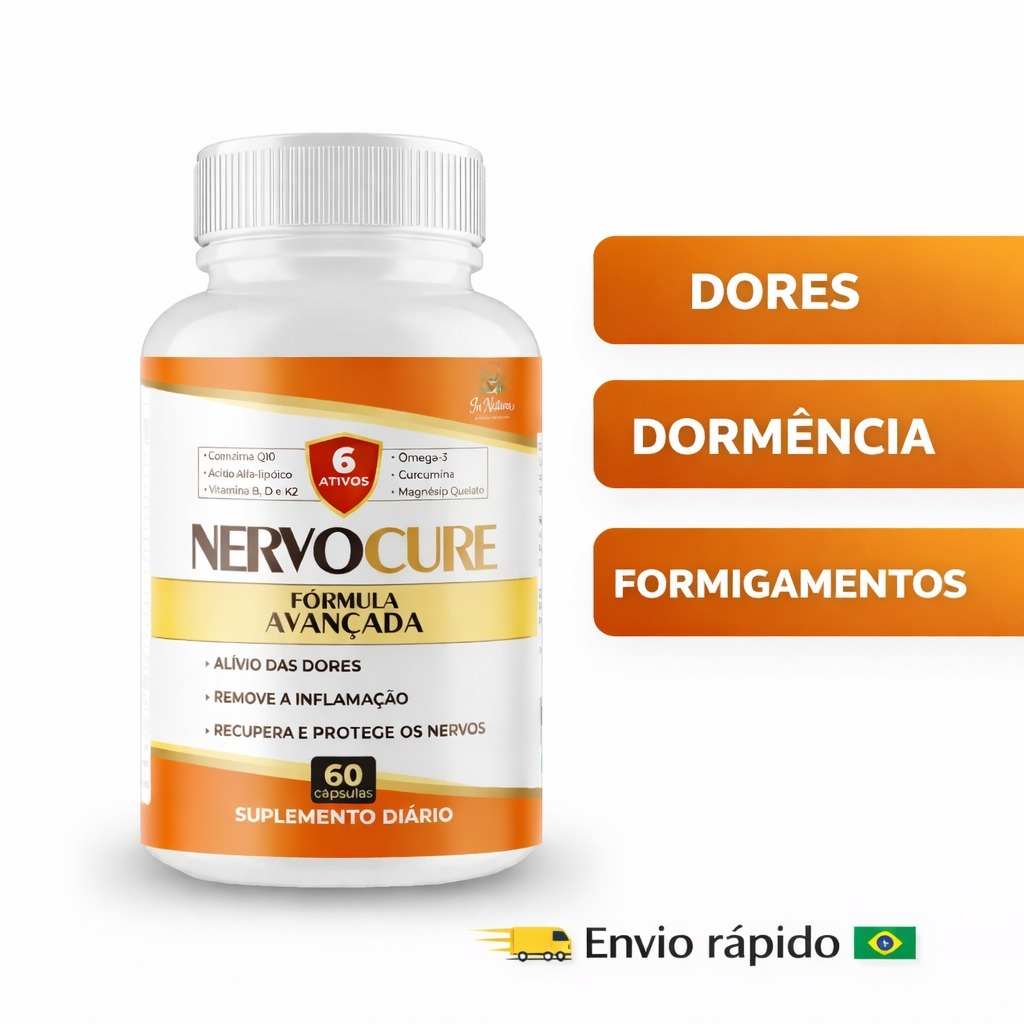 Nervocure - 60 Cápsulas por Pote | Magnésio Quelato - Colágeno Tipo 2 - Ômega 3 - Curcumina em Oferta na Shopee