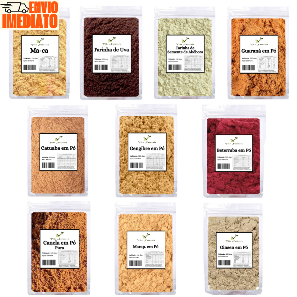 Kit 10 Itens Pré Treino Natural - Canela, Abóbora, Beterraba, Uva, Ginsen, Gengibre, Guaraná, Catuaba, Marapuam ... em Oferta na Shopee