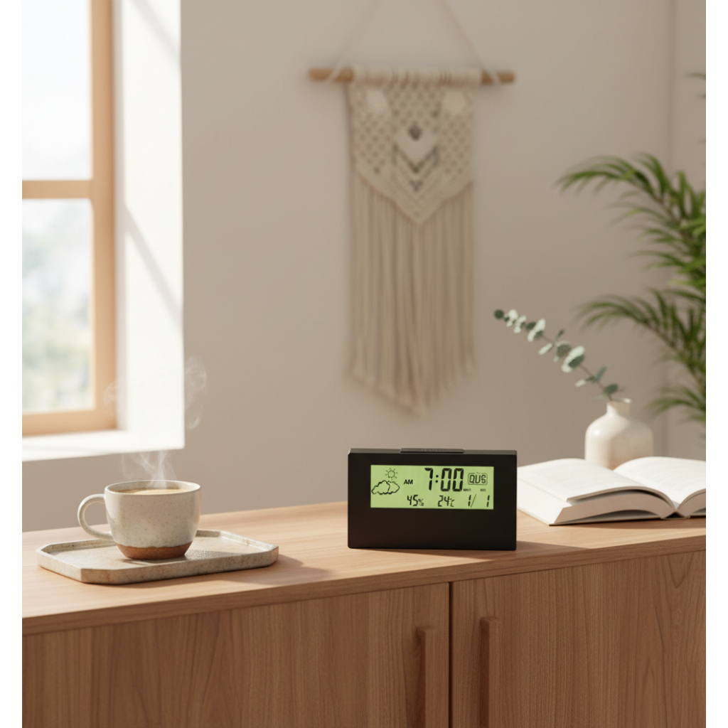 Relógio Despertador Digital Mesa Led Luminoso Design Moderno