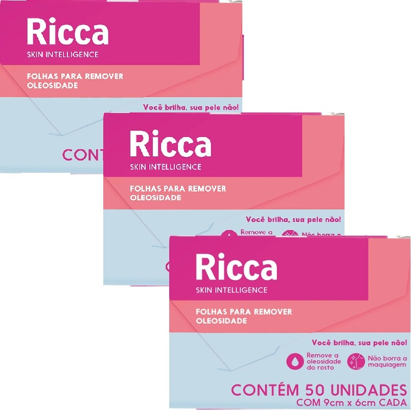 150 Lenço Removedor de Oleosidade Maquiagem Ricca (3x50folhas)