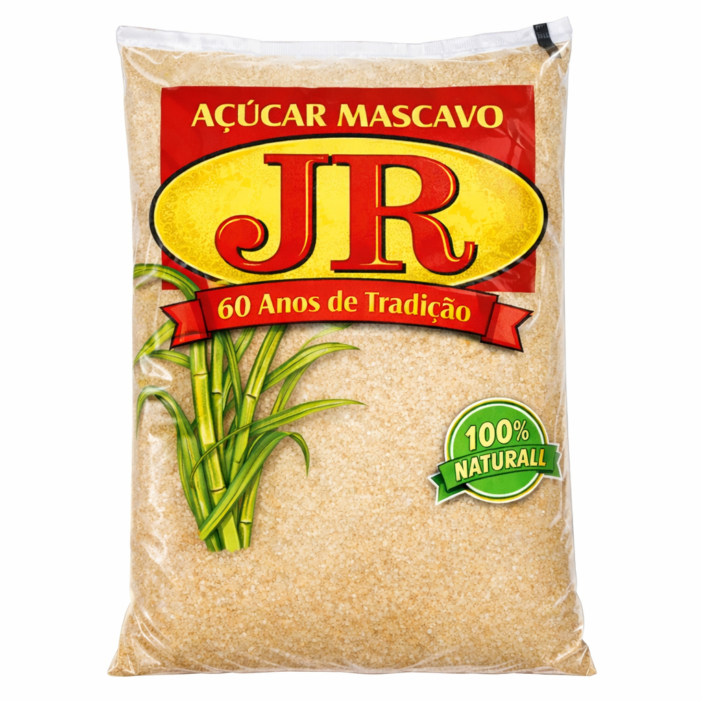 kit 5 Açúcar Mascavo Jr 100% Natural de 1kg Produtos da Roça