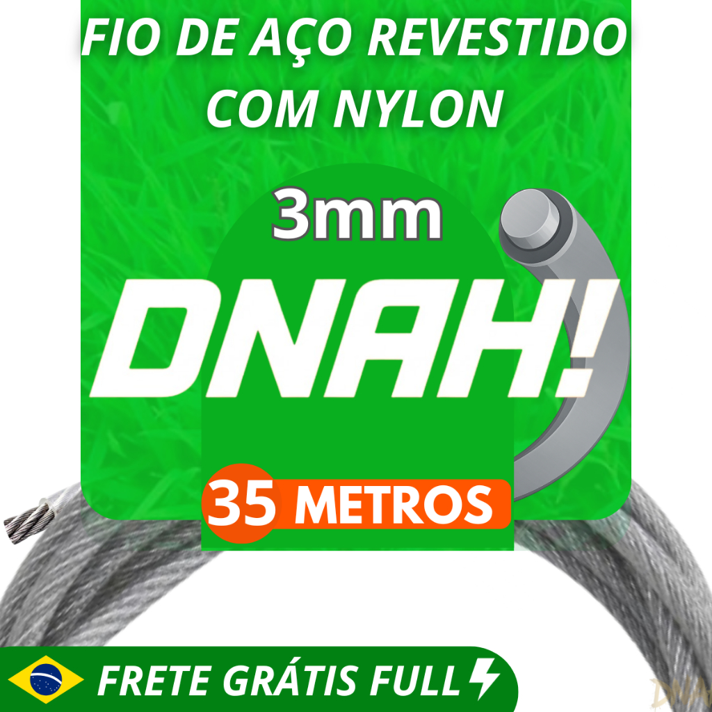 FIO DE AÇO REVESTIDO COM NAYLON 3MM - ROÇADEIRA STIHL E OUTRAS MARCAS 5M , 10M, 15M, 25M, 30 METROS.
