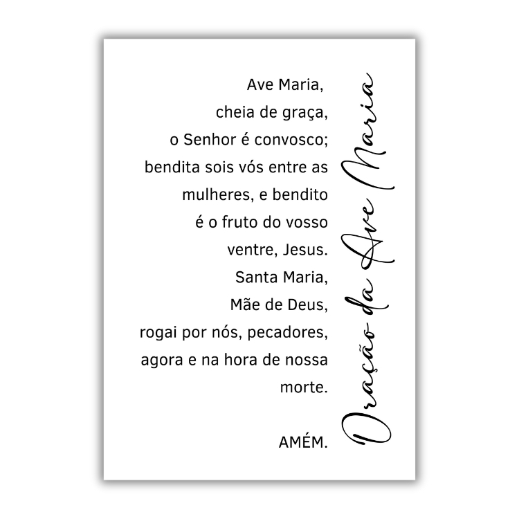 Quadro Decorativo Ave Maria Oração Católica Fé Proteção Espiritual Decoração Religiosa #41