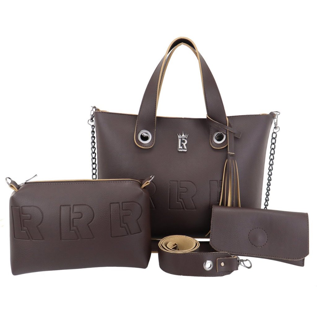 Kit Bolsa Feminina 03 Pçs Bolsa Grande Sacola+Bolsa Media Transversal+Carteira Moda Tendencia+Promoção+Atacdo+Lr06