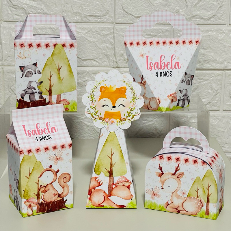 kit BOSQUE ENCANTADO raposa, personalizados bosque raposa, caixinhas milk (PEGUE E MONTE)