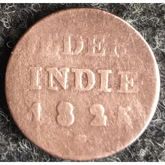 JR-688 Moeda Índias Orientais Holandesas 1/4 Stuiver 1825 (Cobre) - Período Sumatra 1814-1841