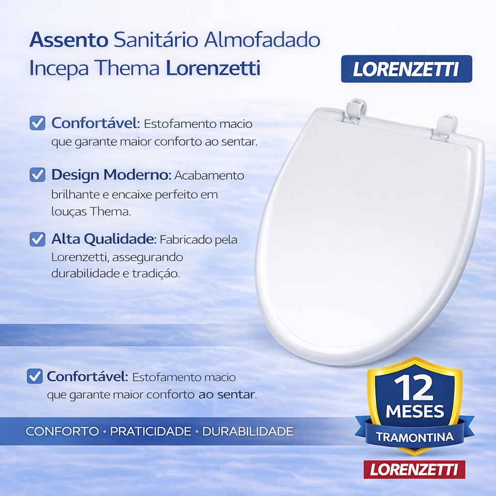 Assento Sanitário Almofadado Incepa Levitti Thema Lorenzetti
