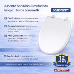 Assento Sanitário Almofadado Incepa Levitti Thema Lorenzetti