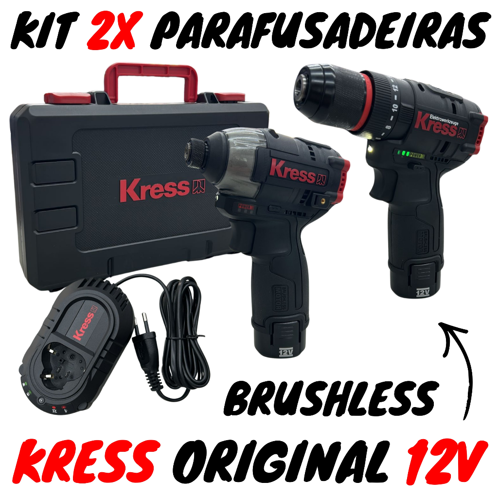 Kit 2x Parafusadeira De Impacto 12v Brushless Kug02 - Kress