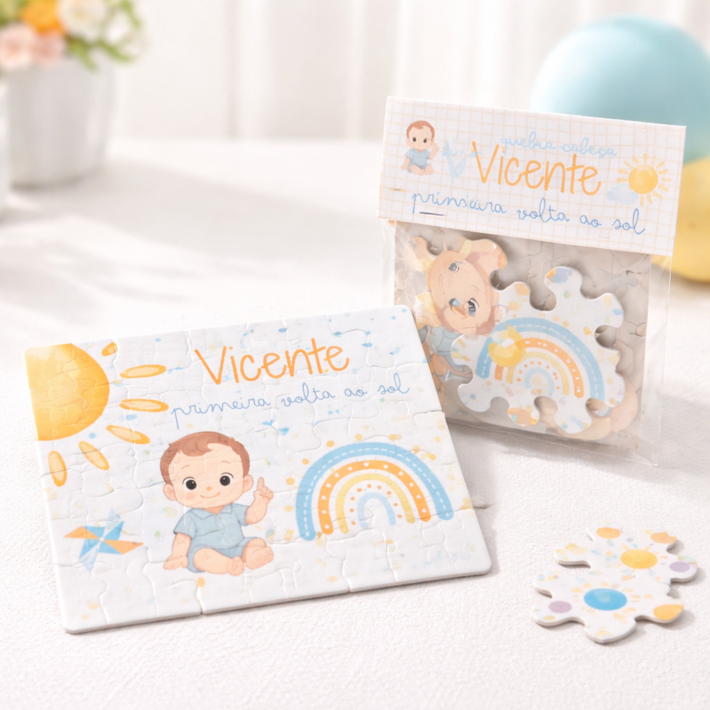 Quebra Cabeça Personalizado Infantil Nome e Idade | Lembrancinha Aniversário