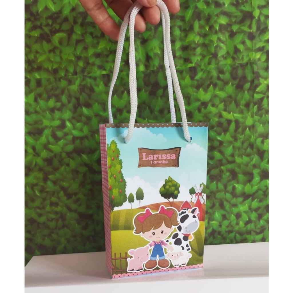 Sacolinha P Fazendinha Rosa  / Personalizados Fazendinha/Lembrancinha de Festa /Aniversário/Fazemos todos os temas