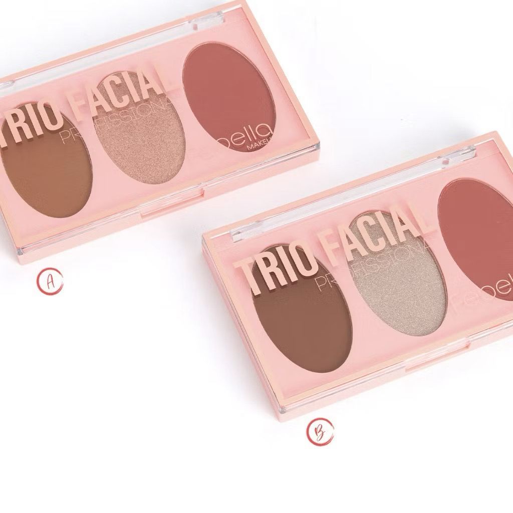 Trio Facial Profissional Febella – Contorno, Blush e IluminadorPraticidade e perfeição definem a Paleta Trio Facial da F
