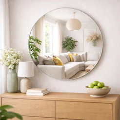 Espelho Redondo até 60cm Vidro Lapidado Decorativo para Sala Quarto e Banheiro