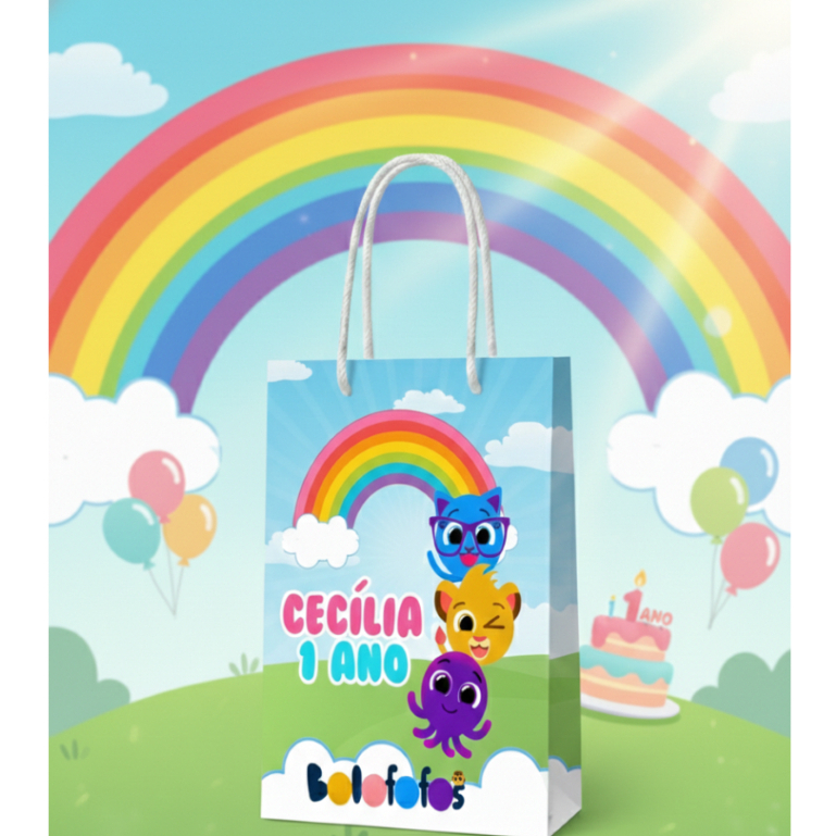 Sacolinha (P) | Sacola Bolofofos | Personalizada |Lembrancinha de Aniversário | PEGUE E MONTE
