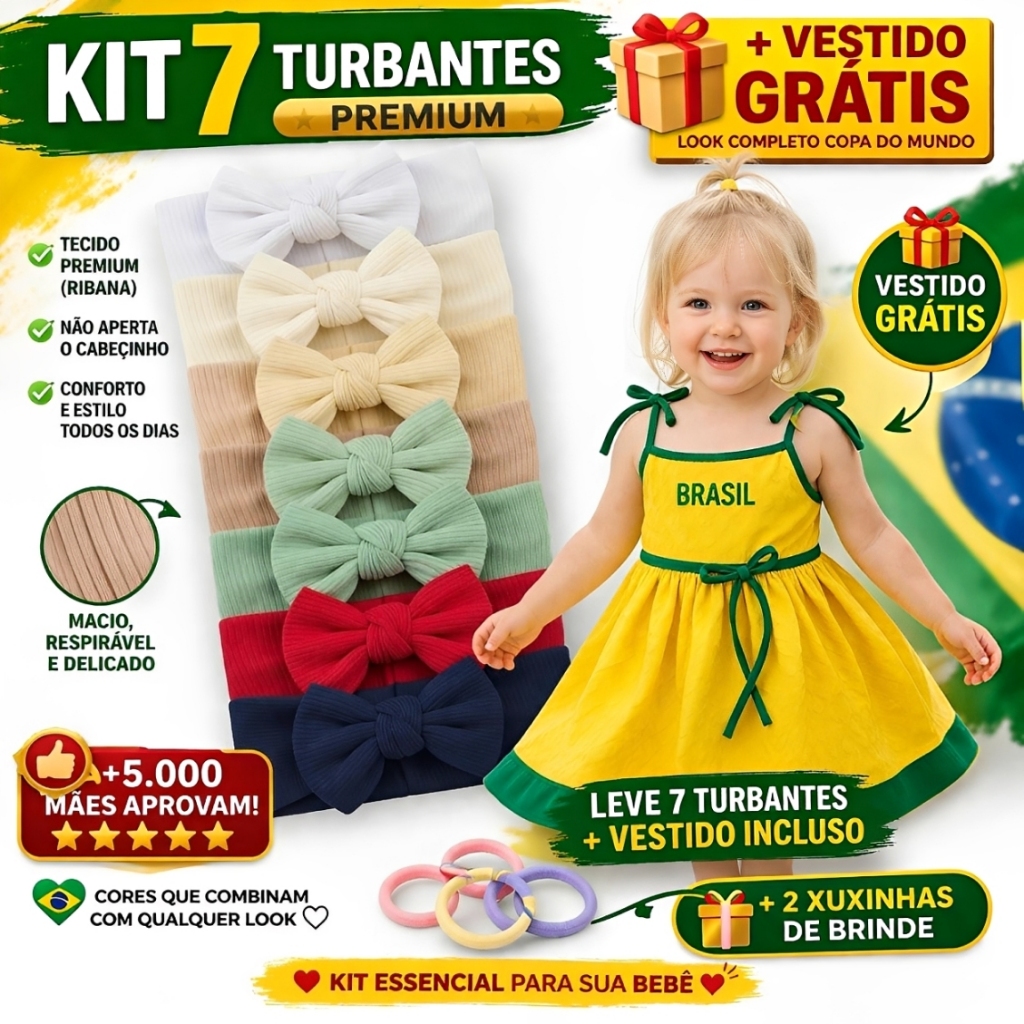 Kit Bebê Menina com 7 Laços + 2 Xuxinhas e Vestido Grátis Roupa Infantil Menina Acessórios Infantil em Oferta na Shopee