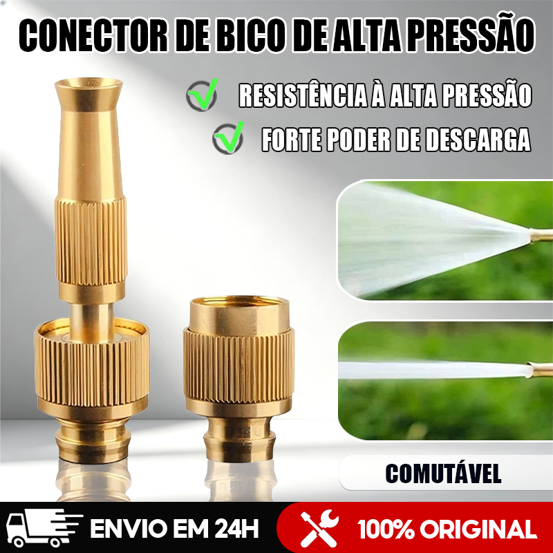 Bico de Mangueira Esguicho de Agua Alta Press¤o Acessório De Ponta De Cobre Bocal Latäo De Ajustável