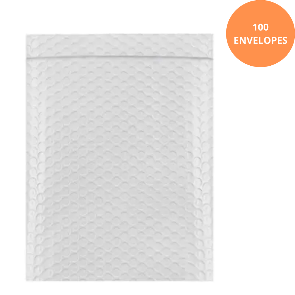 100 Envelopes de Segurança Branco Coex Laminado Revestido com Bolha 15x21cm + 4cm de Aba - Seguro, Resistente p/ Envios