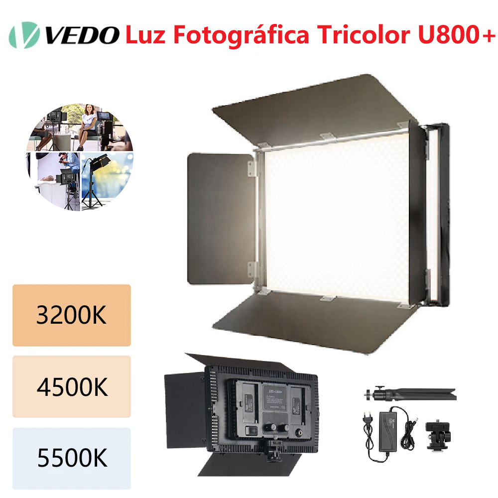 VEDO Luz de Vídeo LED Bicolor U800+ Fotográfica na Câmara Lâmpada de Preenchimento de Estúdio