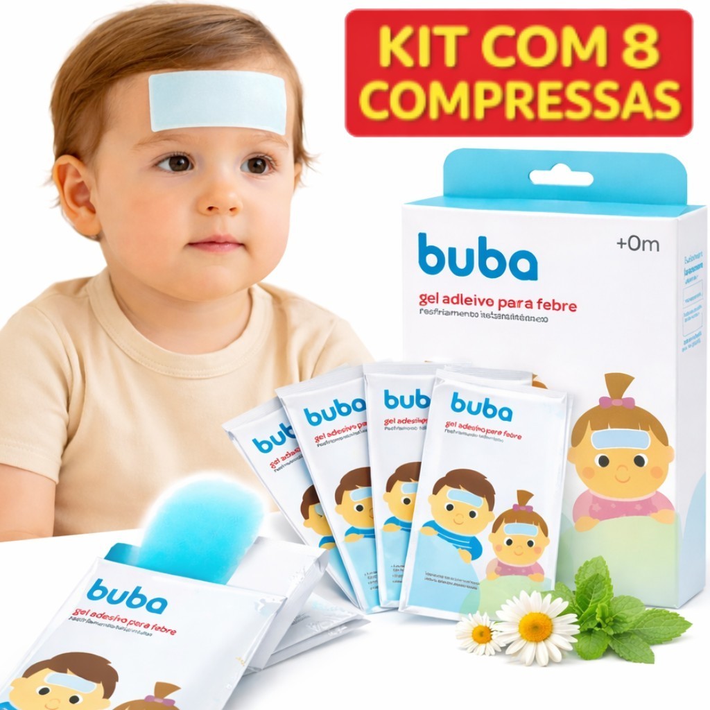 Adesivo Para Febre Kit 8 Compressa Em Gel