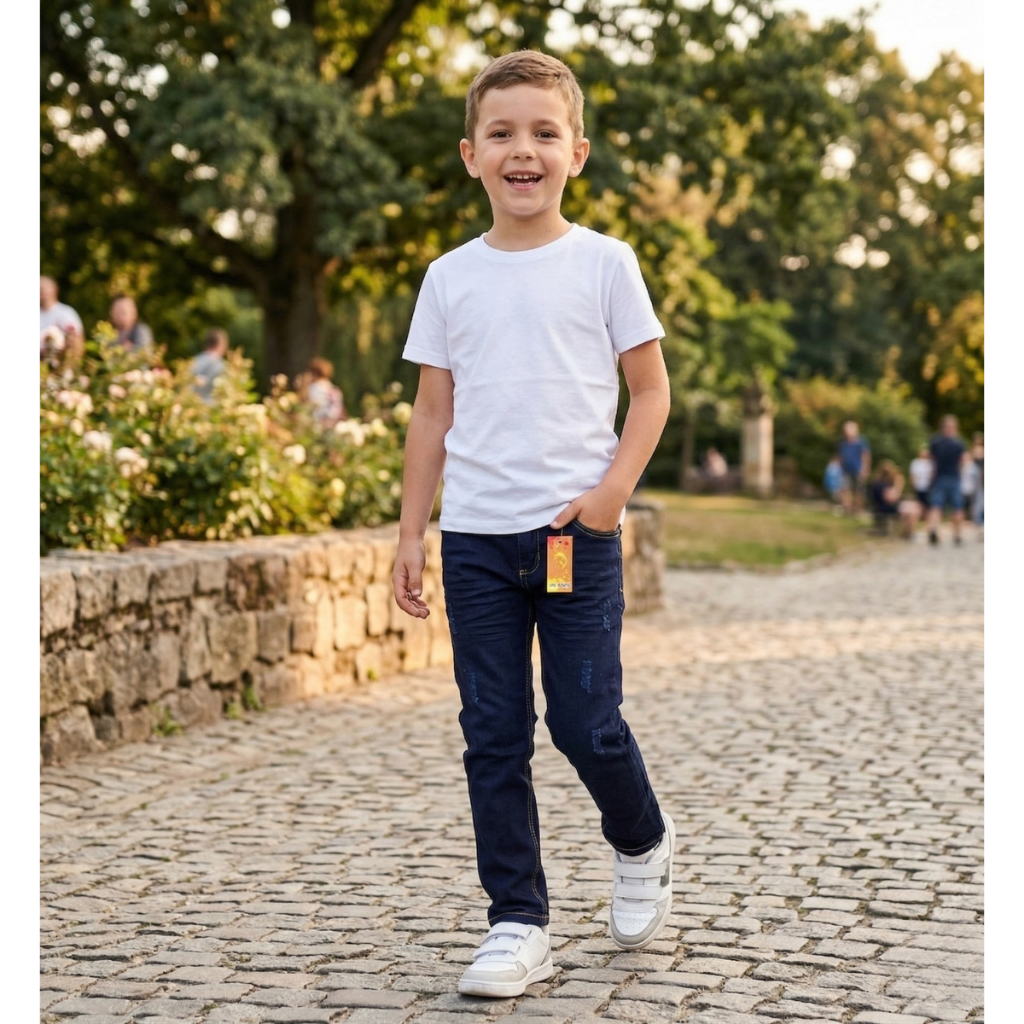 Calça Jeans Masculina Com Lycra Infantil Tam 8 Ao 16 Anos.