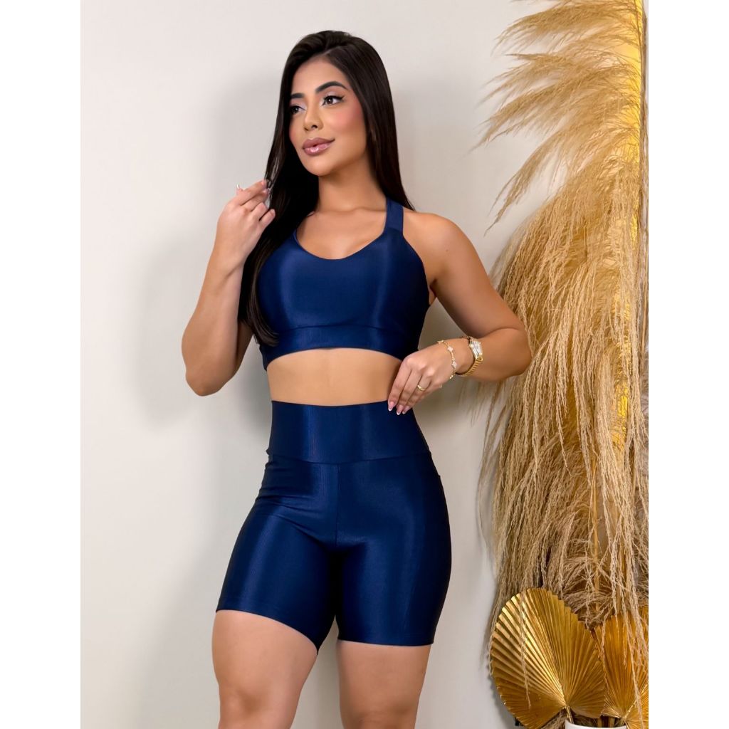 Conjunto Fitness Feminino | Short com Bolso Profundo + Top Para Academia Treino Corrida