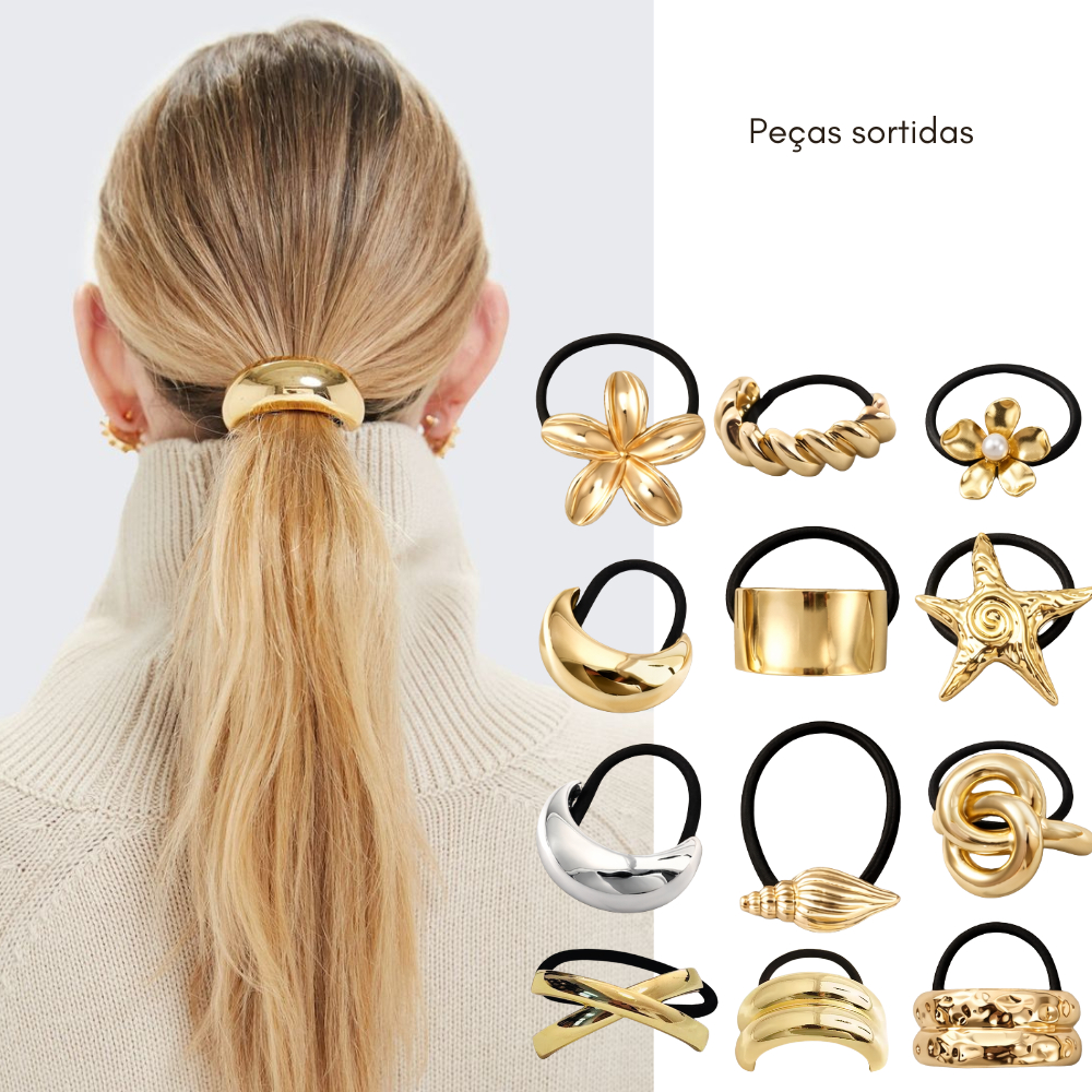 1|2|3 Peças Acessórios de Cabelo Xuxa Dourado Elástico Elegante Feminino Amarrador Laço Prendedor Luxo em Oferta na Shopee