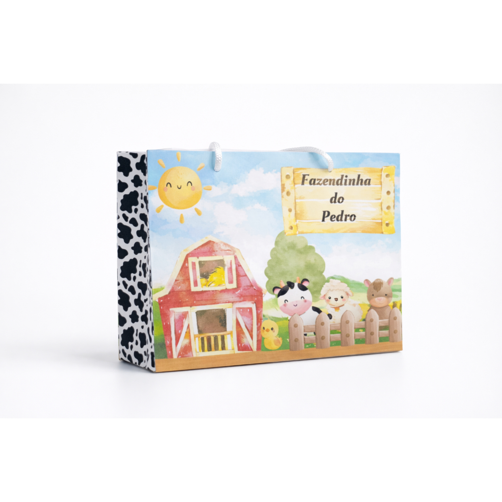 Sacolinha Fazendinha Pegue e Monte Personalizada com Nome e Idade – Lembrancinha Infantil Fazendinha Personalizada