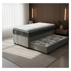 Cama Box com Colchão de Espuma D45 Pillow Top Fort Comfort + Auxiliar de Espuma Unique Solteiro 88cm