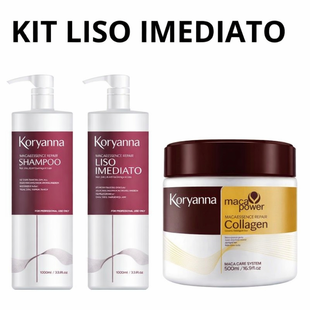 KIT SHAMPOO MÁSCARA SELAGEM KORYANNA LISO IMEDIATO
