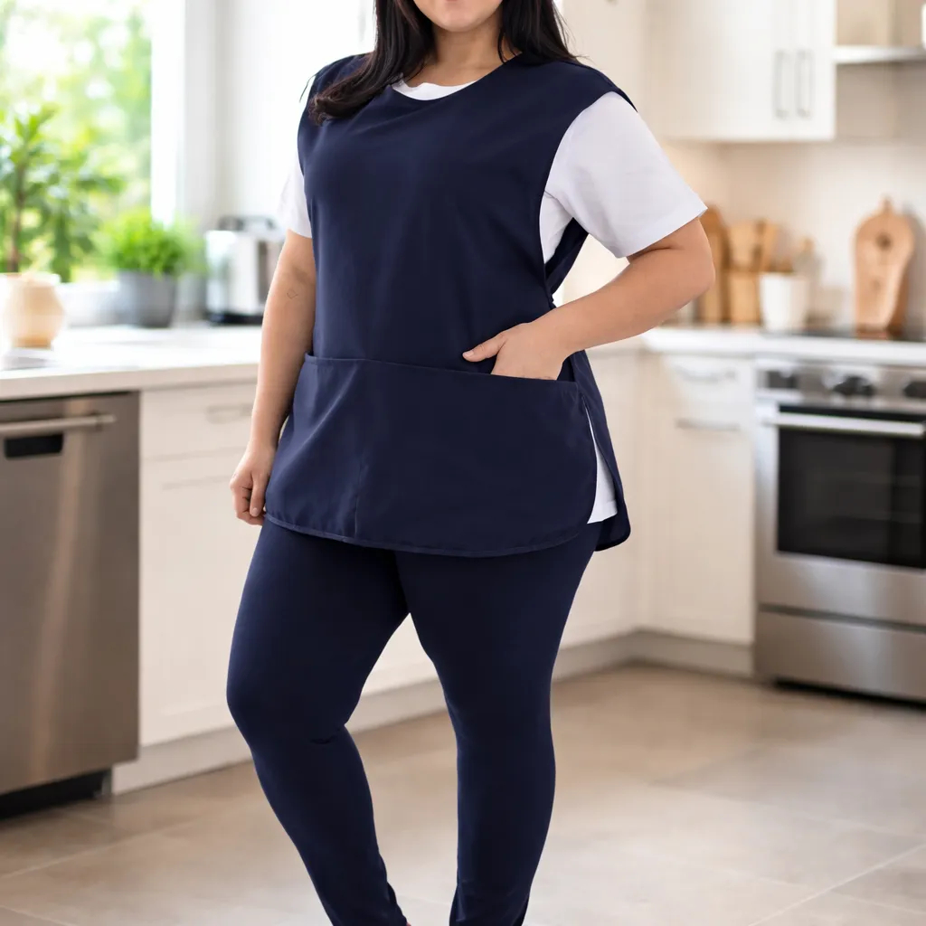 Plus Size Conjunto Legging Camiseta E Bata Amarra dos Lados Tamanhos Grandes Limpeza Babá Empregada