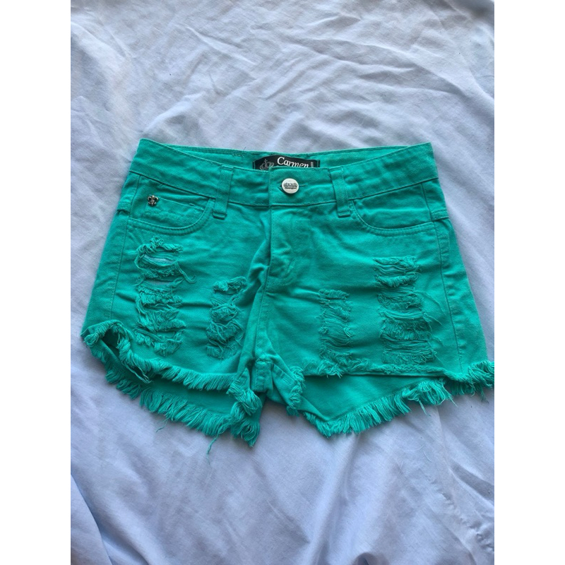 shorts carmen y2k verde tamanho 34 destroyed brechó aesthetic