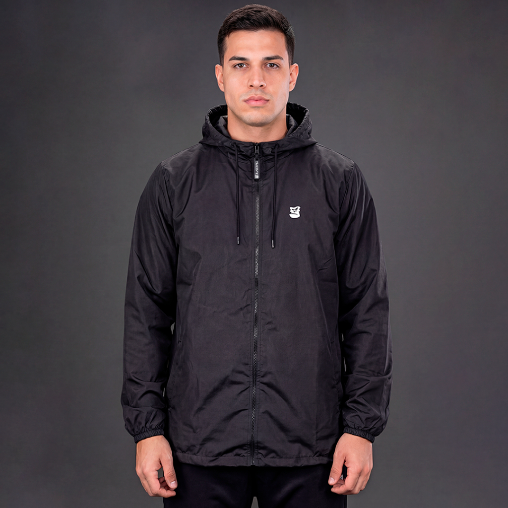 Jaqueta Corta Vento Masculina Impermeável Capuz Ultra Leve Academia Caminhada Ar Livre - Black Targ