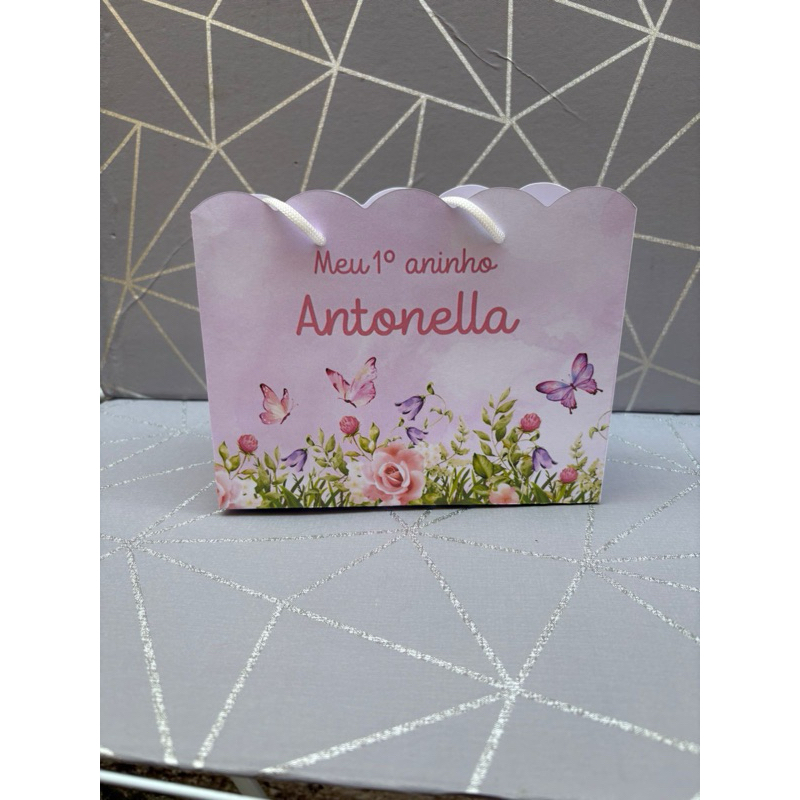 Sacolinha PEGUE E MONTE Personalizada Jardim das Borboletas | Lembrancinhas | Aniversário | Sacola Surpresa