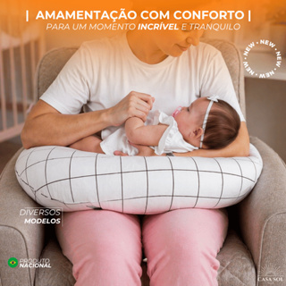 ALMOFADA AMAMENTAÇÃO | EXTRA GRANDE | ERGONÔMICA | ESTAMPADA | BEM CHEIA | COM LAÇO em Oferta na Shopee