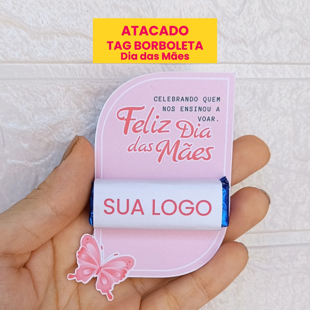 Lote Atacado 100 a 400 un Tag Dia das Mães + Cinta Personalizada c/ Logo Brinde Empresa VAZIA